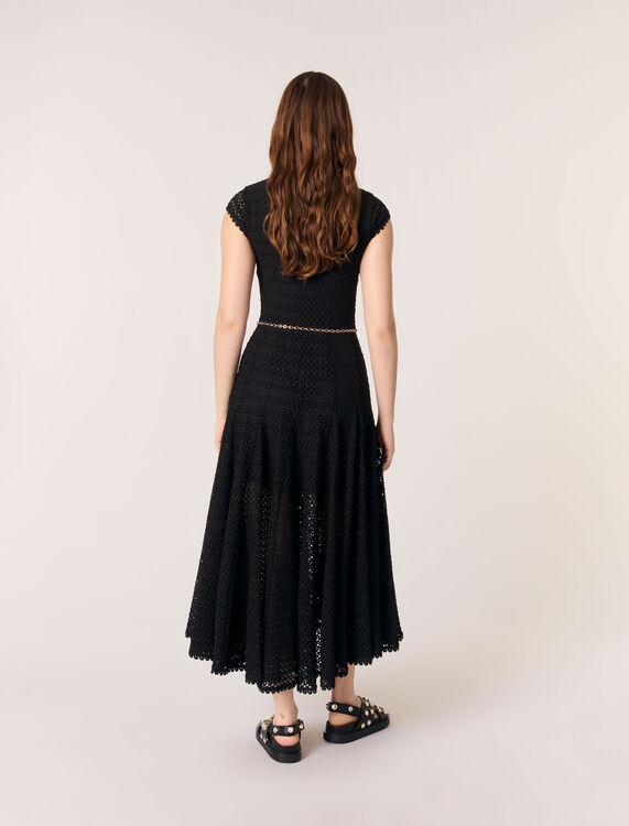 Crochet-knit maxi dress : Dresses color Black