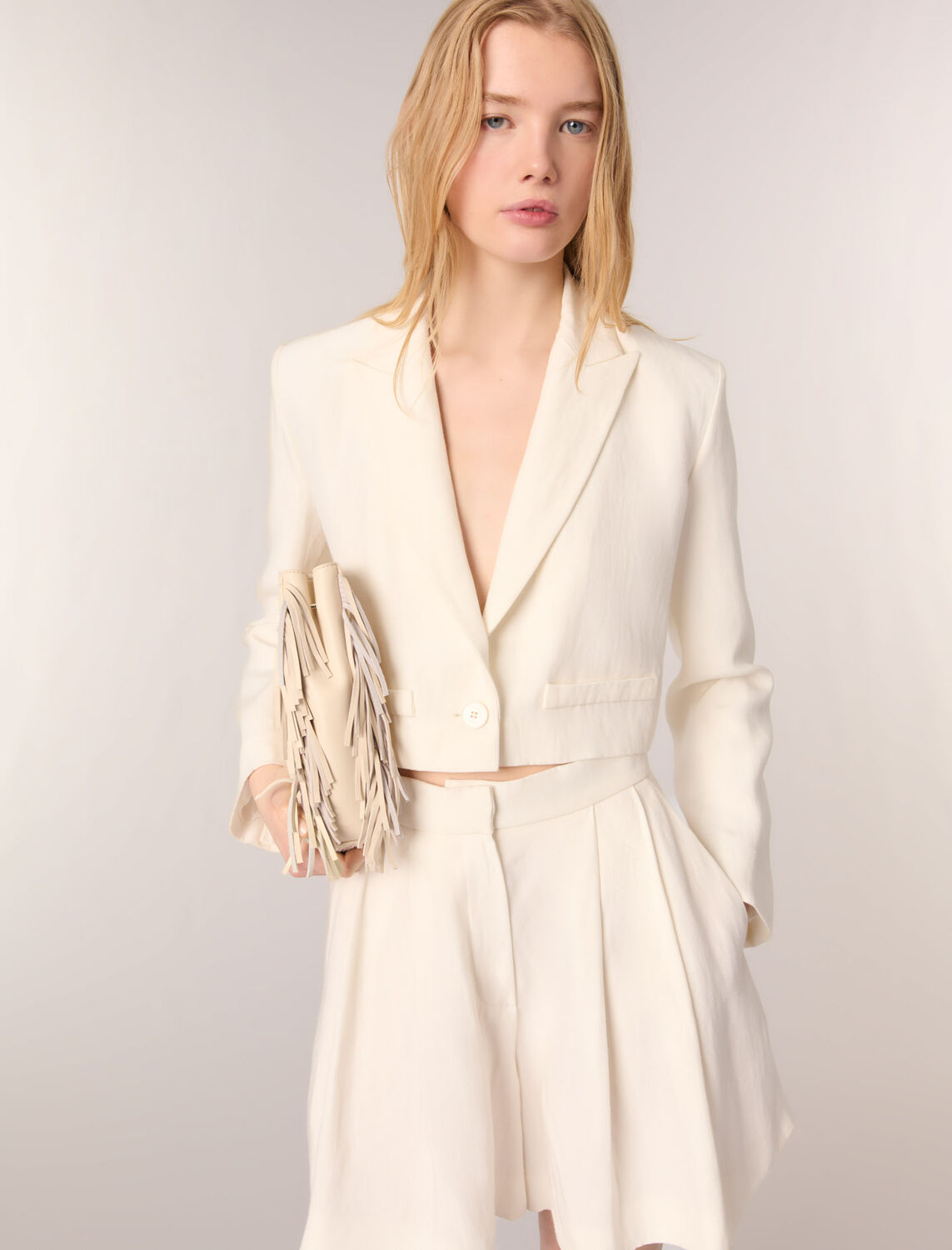 Short suit jacket : Blazers & Jackets color Ecru