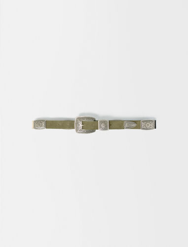 Belt with buckle : Belts color Khaki