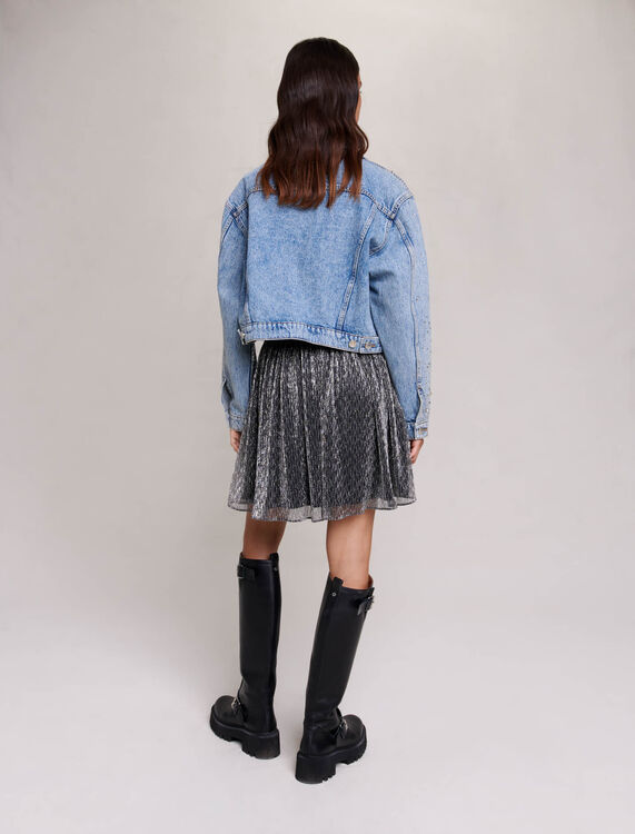 Denim jacket with rhinestones - Coats - MAJE