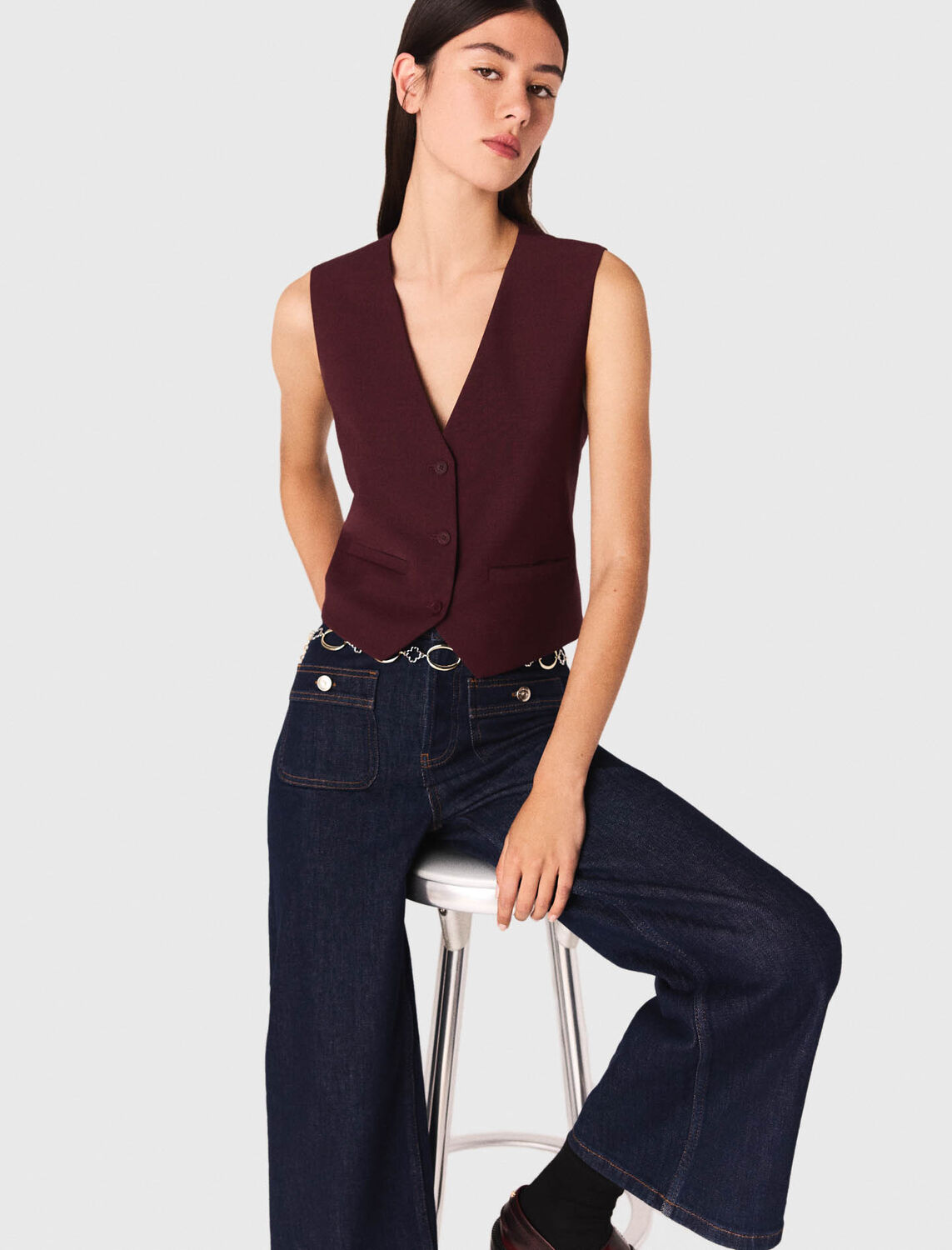maje : Tops 顏色 紫红色/BURGUNDY