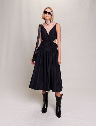 Taffeta dress with cut-out at the waist : Dresses color Black