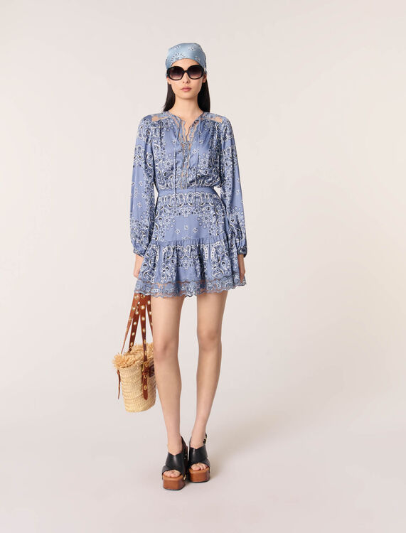 Short patterned floaty dress : Dresses color Test code A
