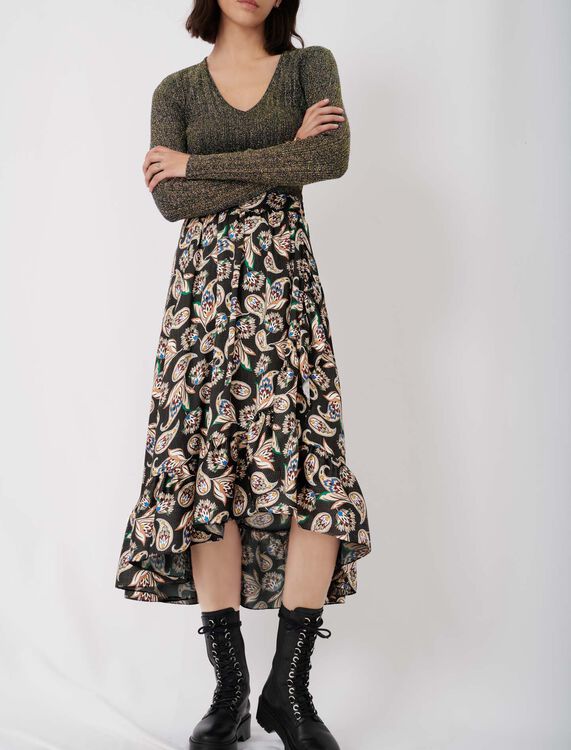 Long printed skirt with ruffles - Skirts & Shorts - MAJE