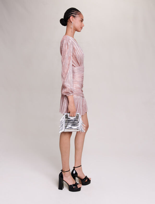 Pleated metallic fibre dress : Dresses color Pink