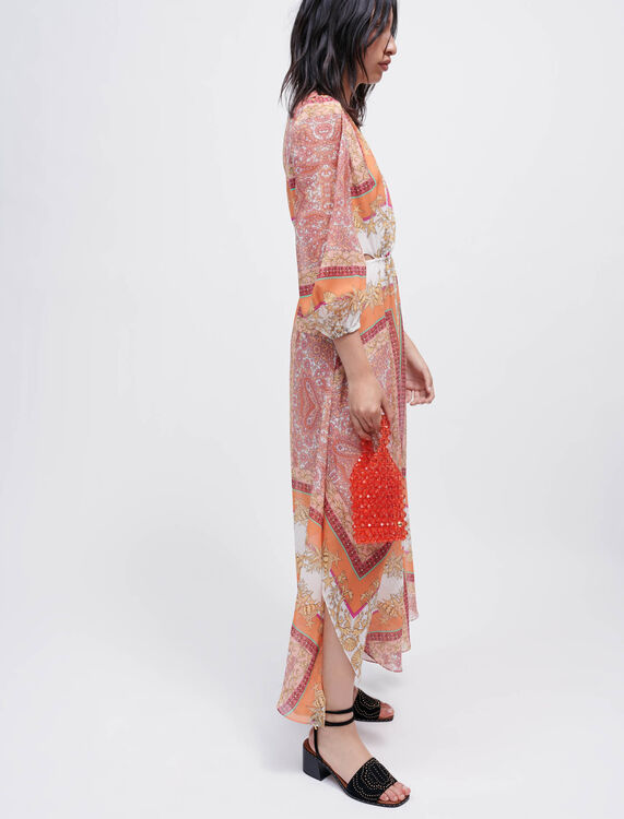 Muslin dress with scarf print - Dresses - MAJE