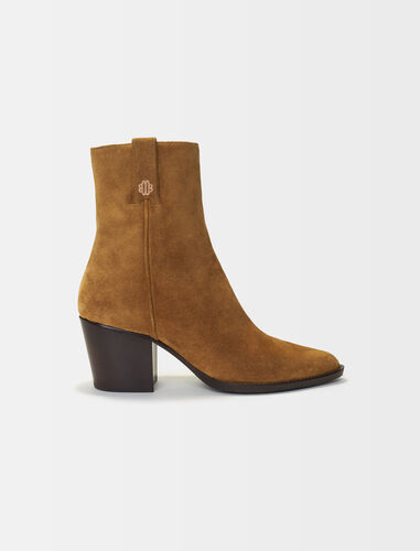 Cowboy boots in camel suede leather : Booties & Boots color Camel