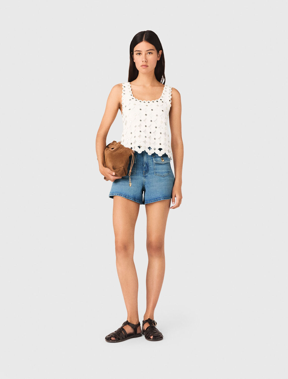 Mirrored crochet top - Tops - MAJE