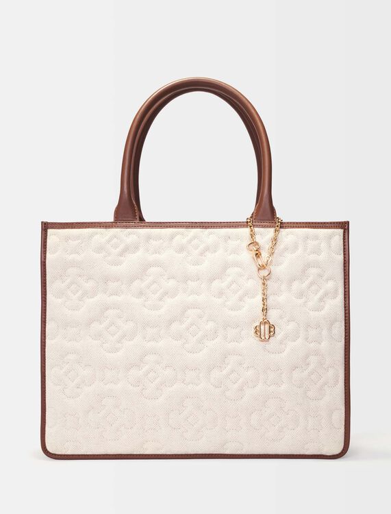 Leather, linen, viscose Clover logo tote - Bags - MAJE