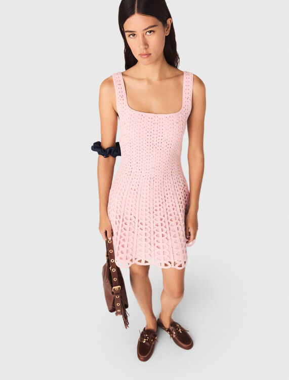 Short rhinestone crochet dress - Dresses - MAJE