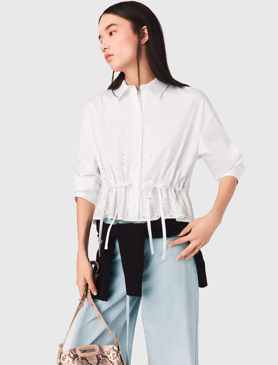 Cotton shirt with rhinestones - Shirts - MAJE
