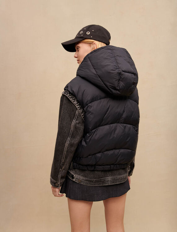 Black bi-material jacket - Blazers - MAJE