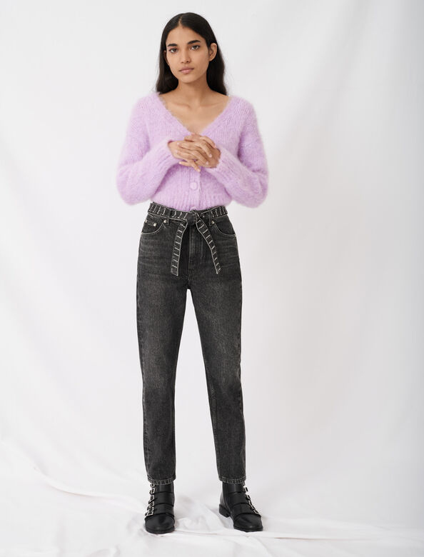 Mom jeans with rhinestone belt : Trousers & Jeans color 