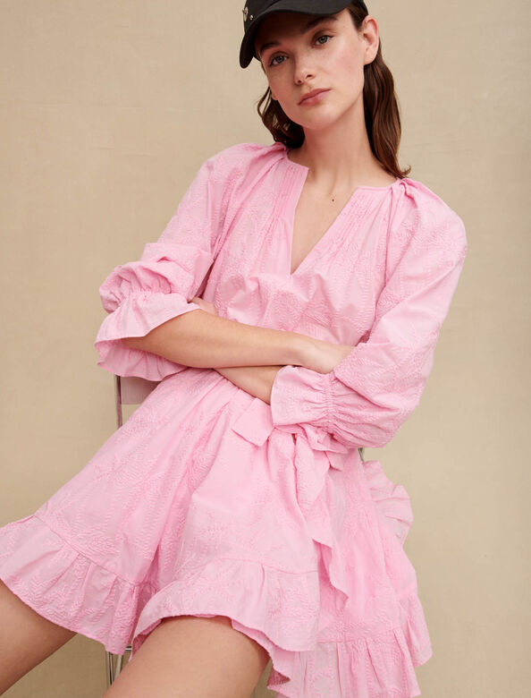 Ruffled mini dress : Dresses color Pale Pink