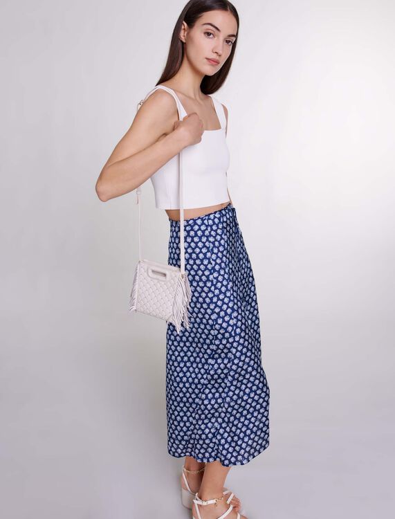 Mid-length satin-effect skirt -  - MAJE