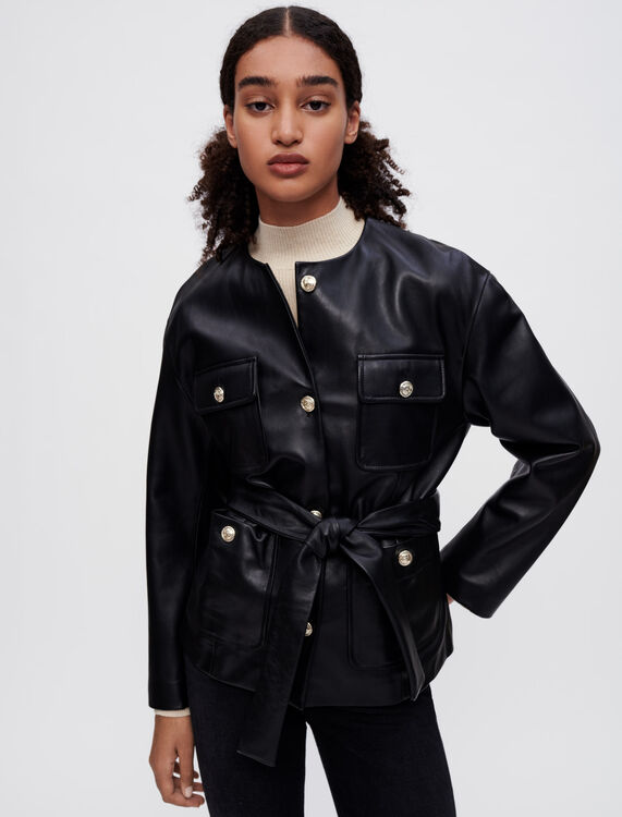4-pocket leather jacket - Coats & Jackets - MAJE