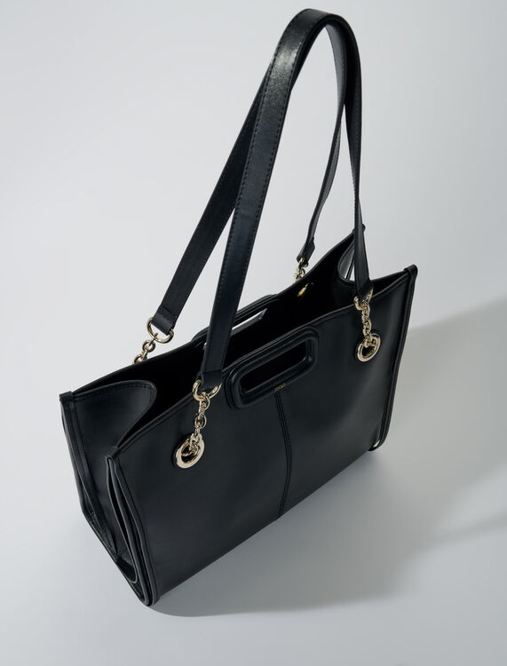Leather tote bag : null color Black