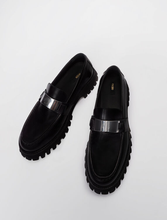 Leather platform loafers - Sling-Back & Sandals - MAJE