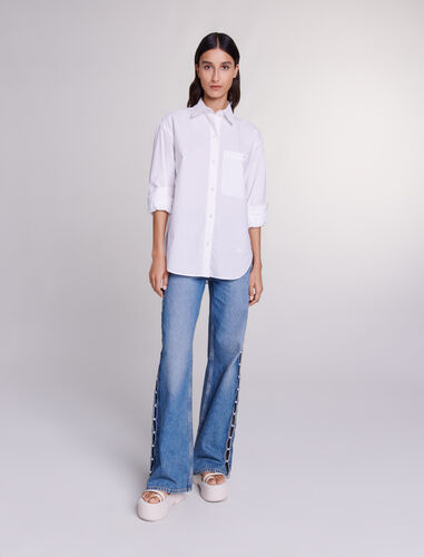 White cotton poplin shirt : Shirts color White