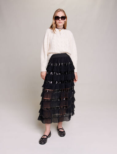 Ruffled maxi skirt : View All color Black