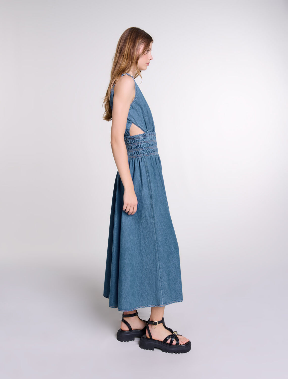 Cutaway denim maxi dress - Fall-Winter Collection - MAJE