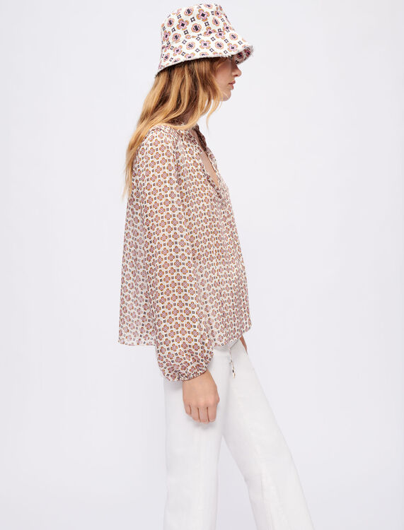 Flowing printed jacquard top -  - MAJE