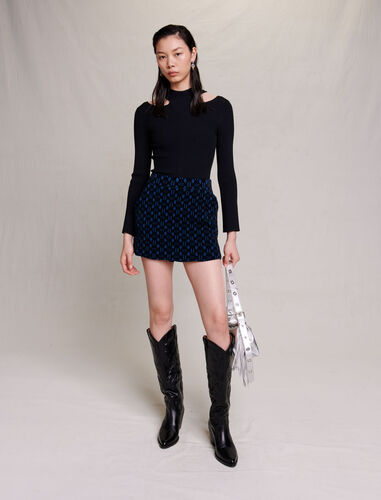 Velvet jacquard skort : Skirts & Shorts color Blue / black