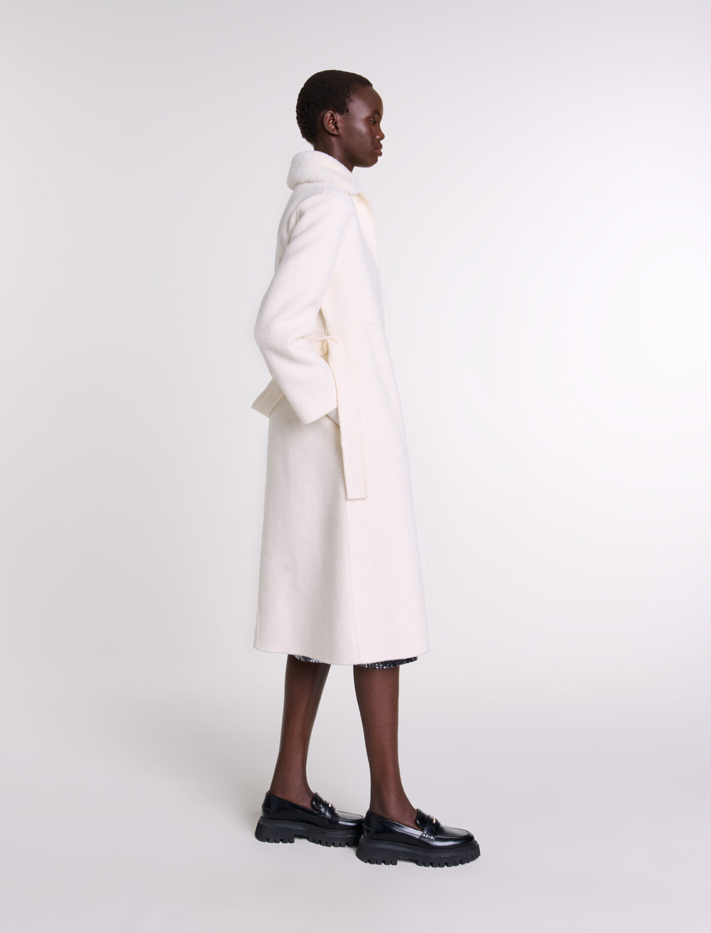 124GENEROVA Wool coat with removable collar Coats Maje