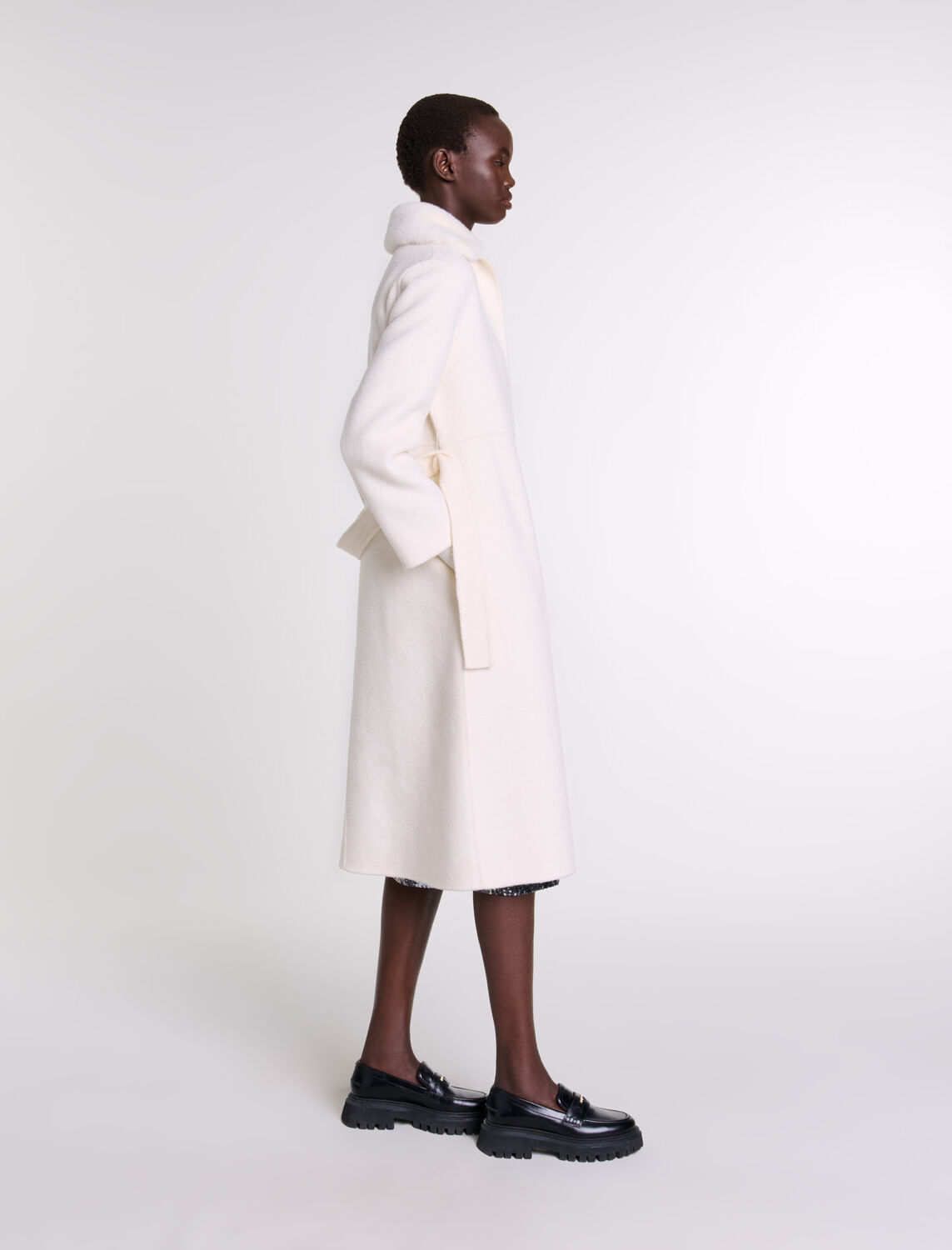 Wool coat with removable collar - Coats - MAJE