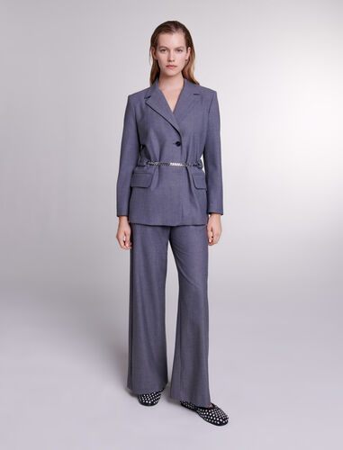 Suit jacket with chain belt : Blazers & Jackets color Grey