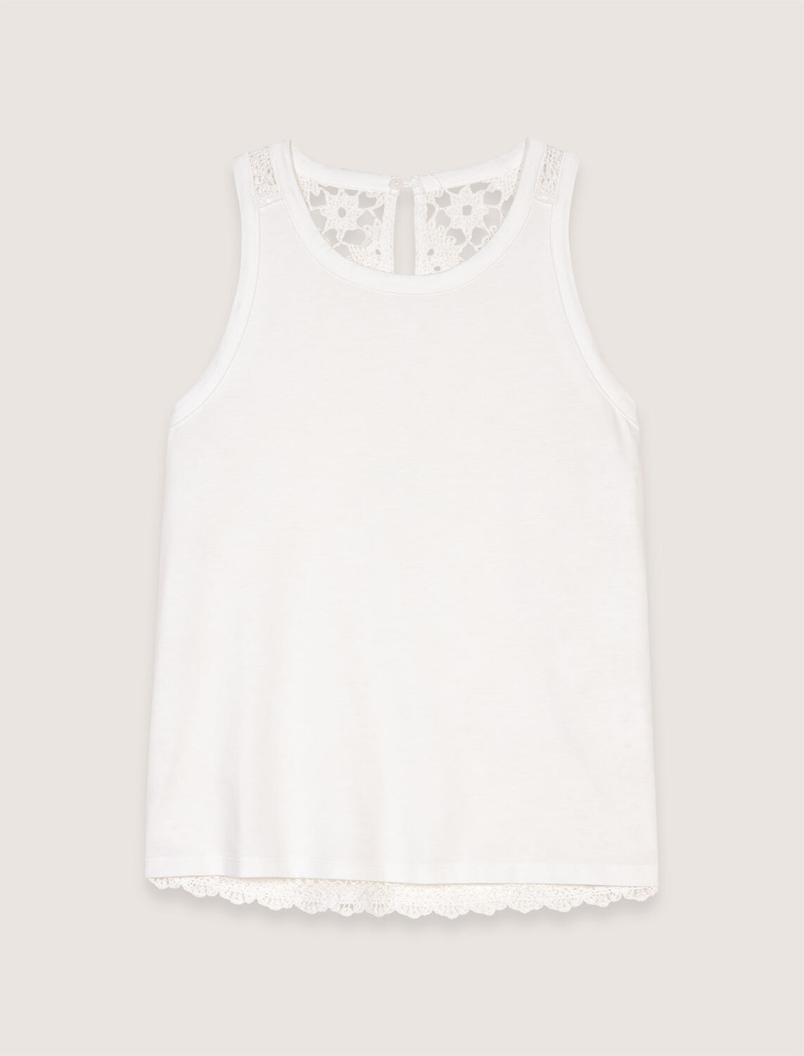 Vest top with crochet back : T-Shirts color White