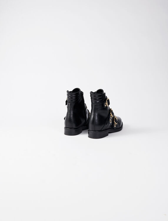 Multi-strap flat boots with eyelets - Shoes - MAJE