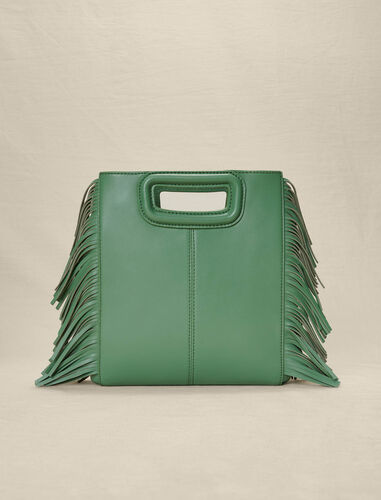 Perforated, fringed leather M bag : M Bag color Green
