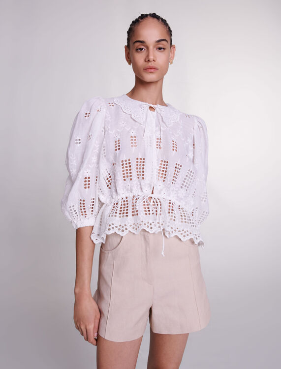 Embroidered ramie blouse -  - MAJE