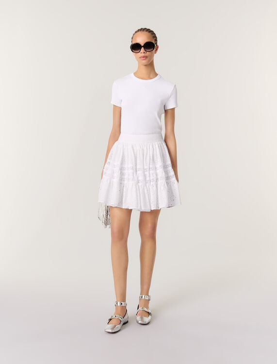 Short embroidered skirt : High Summer color White