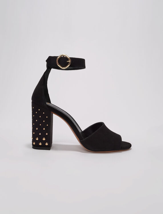 Black suede sandals with heels - Shoes - MAJE