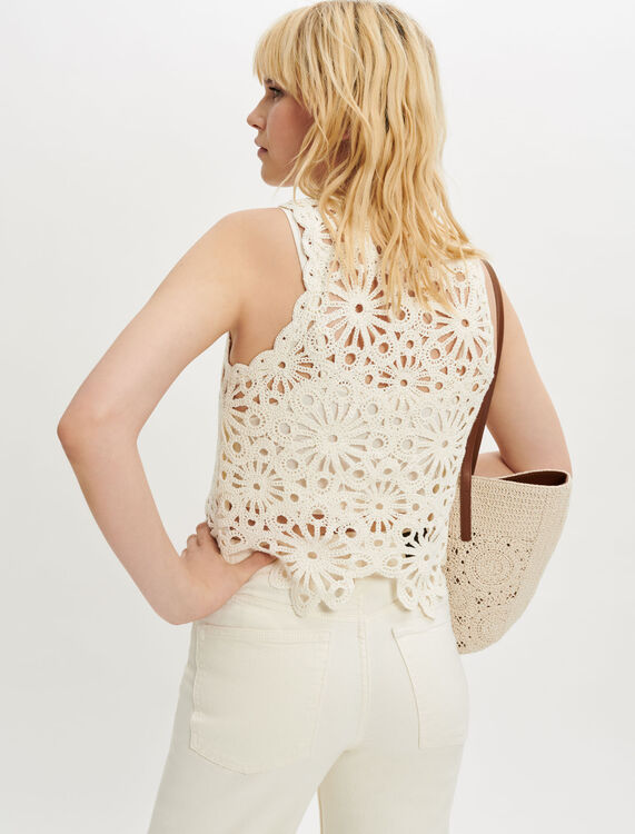 Crochet-style guipure top - Up to 40% off - MAJE