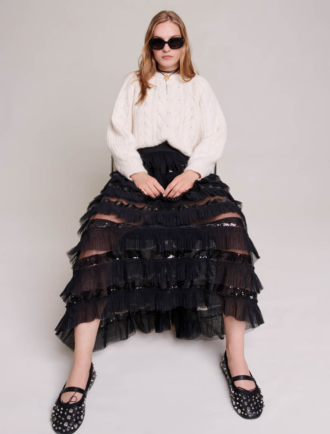 Ruffled maxi skirt - Bottoms - MAJE