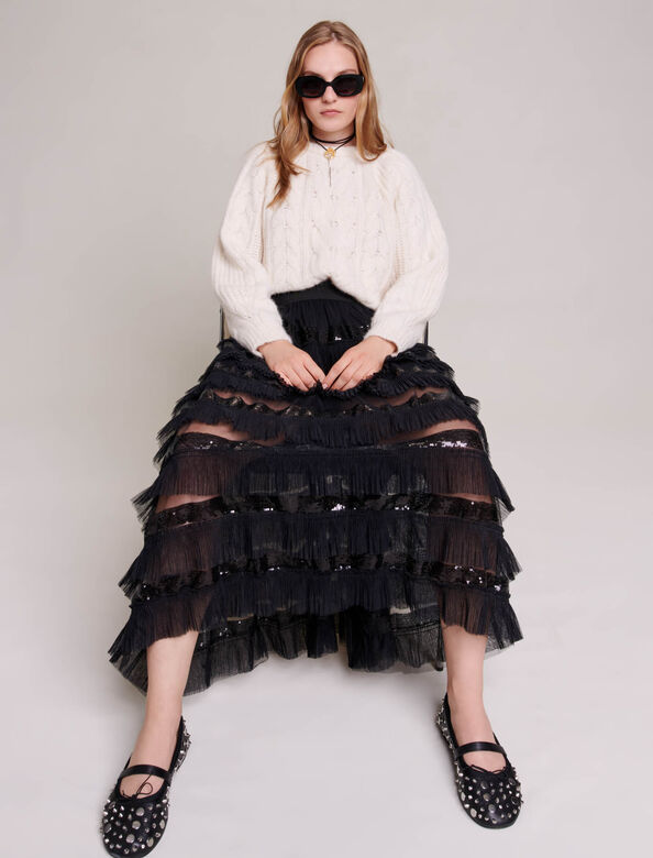 Ruffled maxi skirt : Skirts & Shorts color Black