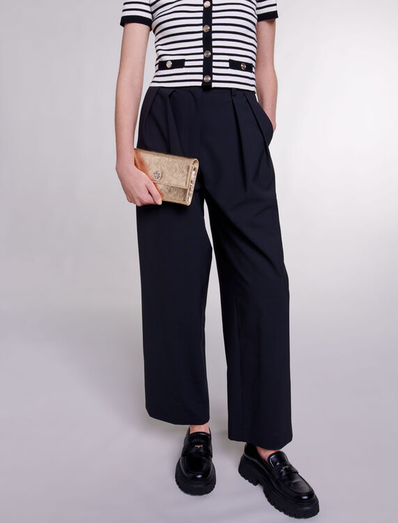 Wide-leg trousers with belt -  - MAJE