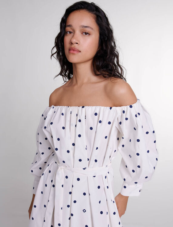 Shirt dress with bardot neckline - Fall-Winter Collection - MAJE