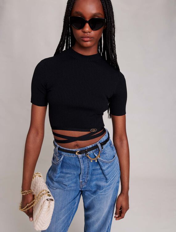 Criss-cross cropped top - 30% Off - MAJE