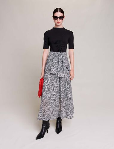 Long floral dress : Dresses color Black / White