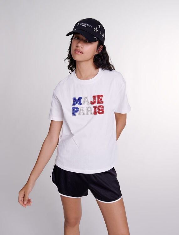 Maje Paris rhinestone T-shirt - Sport Capsule - MAJE