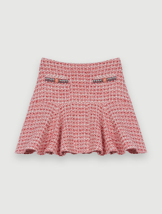 Ethnic trim tweed skirt : Skirts & Shorts color pink