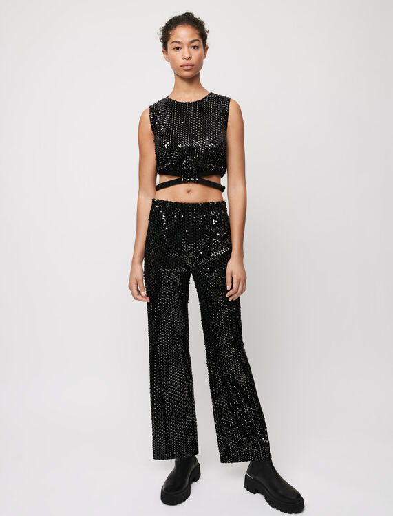 Velvet and sequin trousers - Trousers & Jeans - MAJE