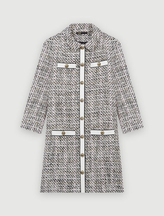 Tweed-style dress with contrasting bands - Dresses - MAJE