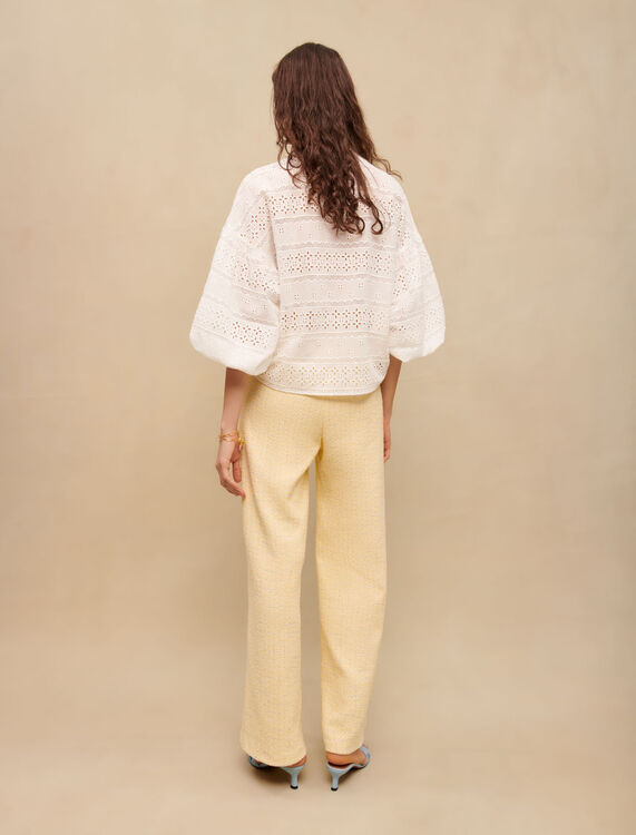 Embroidered white cotton blouse - Shirts - MAJE