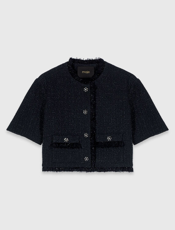 Short shiny tweed jacket - Blazers & Jackets - MAJE