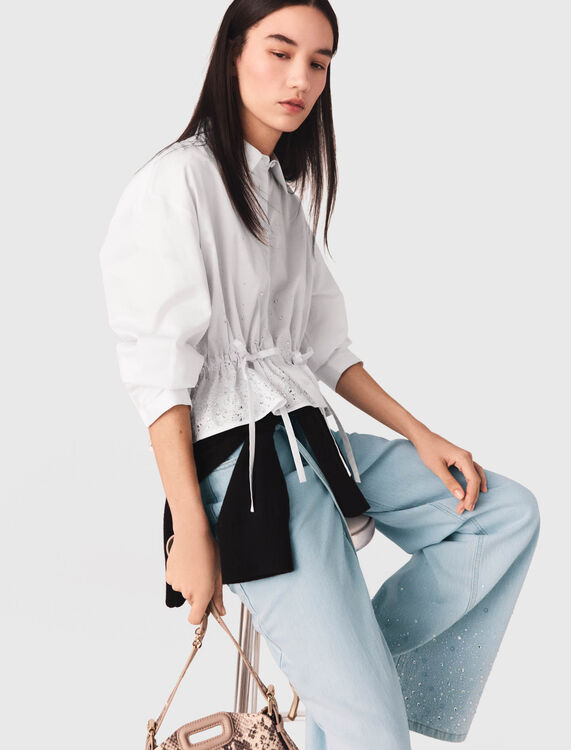 Cotton shirt with rhinestones - Shirts - MAJE